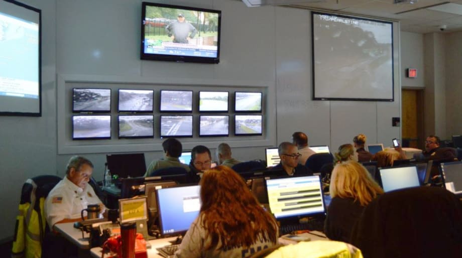 Beaufort County officials work in the EOC during Hurricane Hermine in 2016.[|CREDIT|]PHOTO: Beaufort County Sheriff's Office