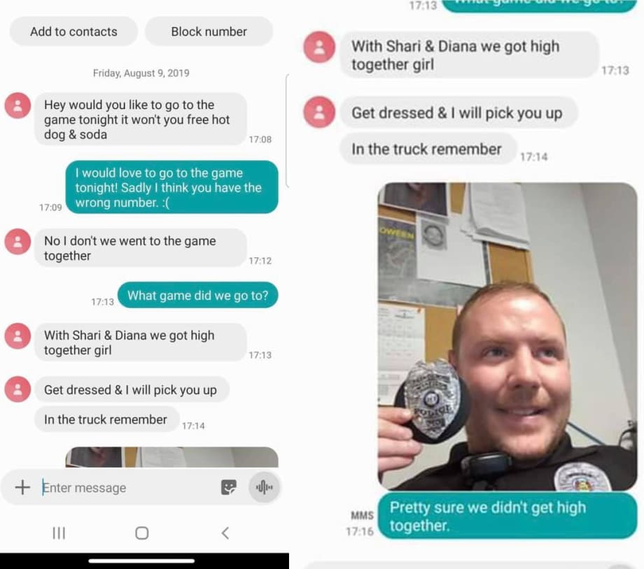 Woman's Wrong Number Text to Officer Leads to Viral Police Department Social Media Post