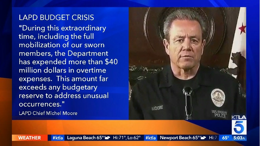 LAPD Budget Wrecked by Overtime During Protests and COVID, Officers Now to Receive Comp Time Not Cash