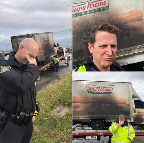 Kentucky Officers Jokingly Cry Over Burned Doughnut Truck