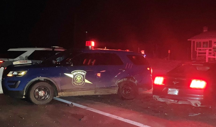 MI Trooper Pinned Between Patrol Vehicles After DUI Collision on Traffic Stop