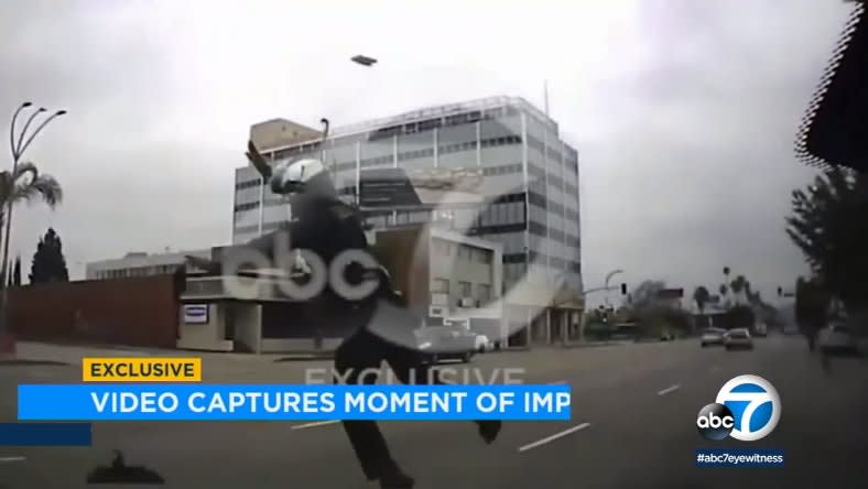 Video: LAPD Motor Officer Thrown from Motorcycle in Collision with SUV