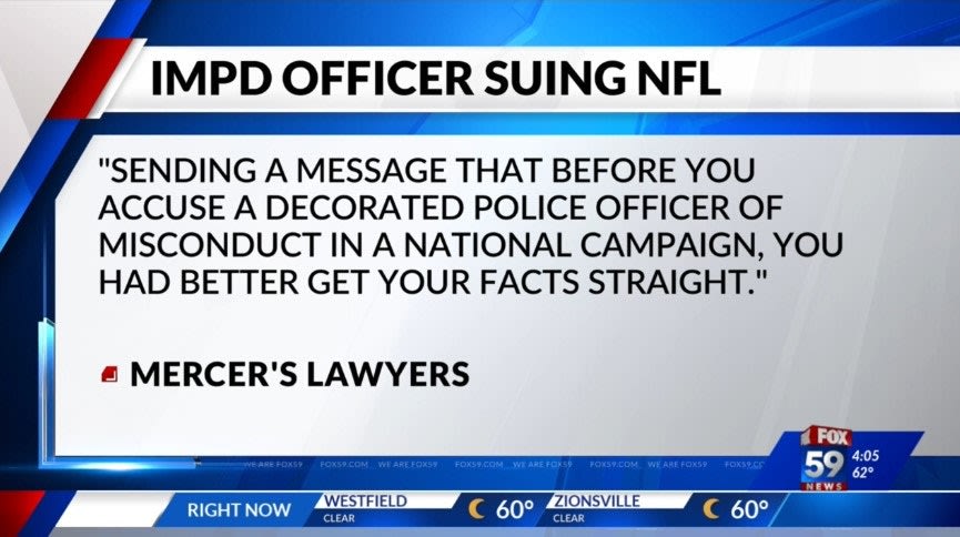 Officer Sues NFL for Implying He Killed Man without Justification