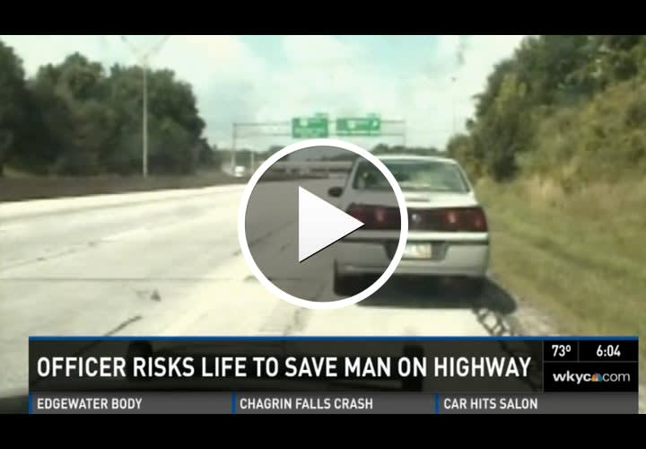 Video: Ohio Officer Risks Life to Save Man from a Busy Freeway