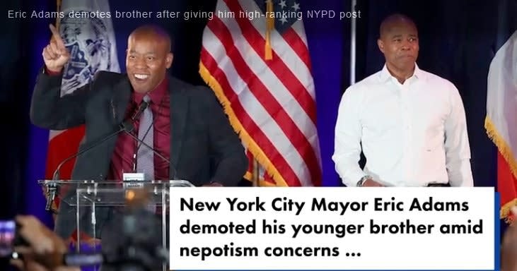 NYC Mayor Demotes Brother from Deputy Chief Position
