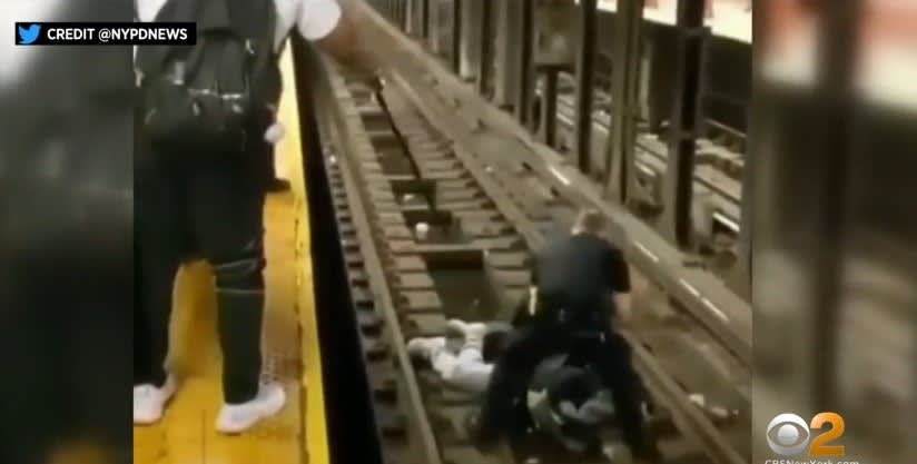 NYPD Officer, Good Samaritan Pull Man Off Subway Track Seconds Before Train Arrives