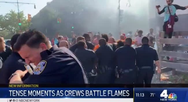 Crowd Attacks NYPD Officers Outside Apartment Fire