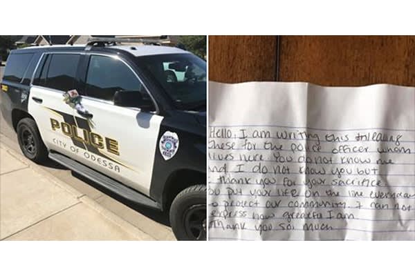 Texas Officer Grateful for Woman's Note of Thanks Left on Squad Car