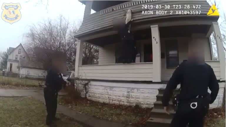 Video: Ohio Officers Save Dog Dangling from Second-Story Balcony