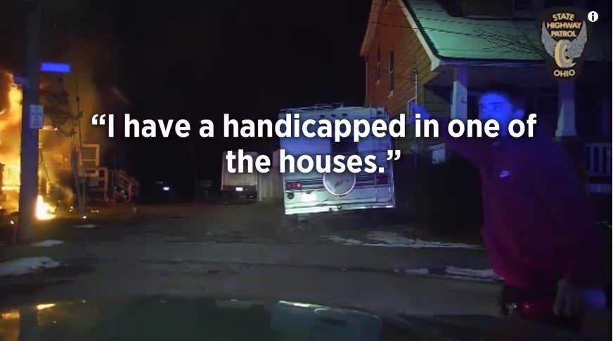 OH Trooper, Cleveland Officers Rescue Man in Wheelchair from Burning Home
