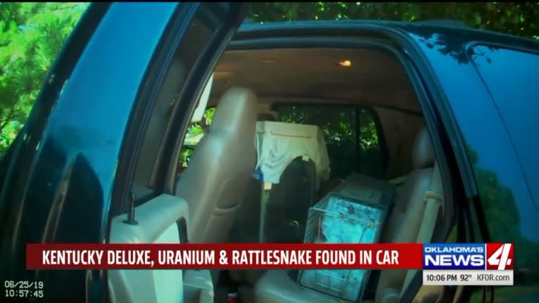 Video: OK Police Find Rattlesnake, Uranium, Gun, and Whiskey During Stolen Car Stop