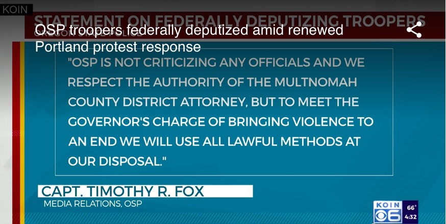 Oregon Troopers Federally Deputized for Portland Protest Response