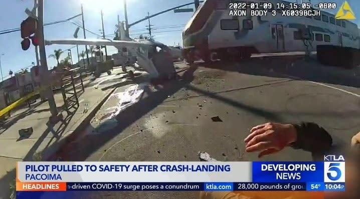 3 LAPD Officers Honored for Saving Pilot who Crashed on Train Track