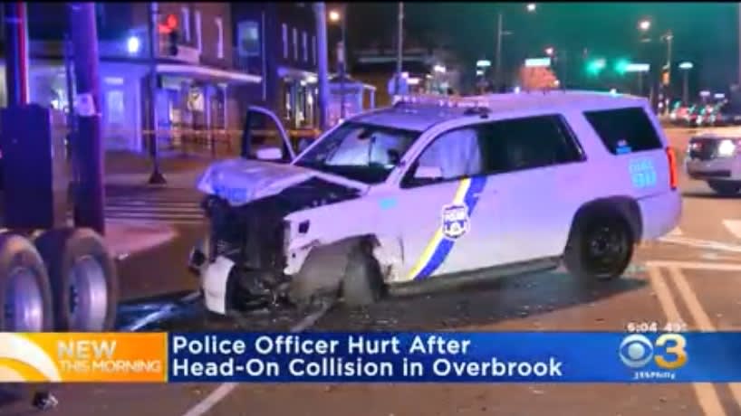 Video: Philadelphia Officer Injured in Head-On Collision