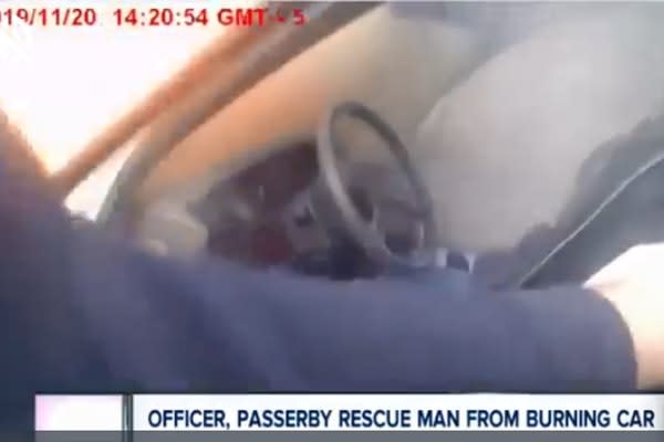 Video: Ohio Officer, Good Samaritan Pull Man from Burning Vehicle
