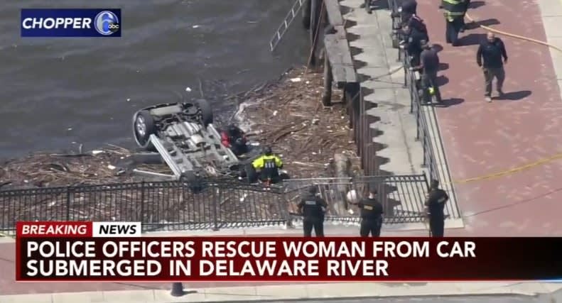 NJ Officers Jump in River to Rescue Woman from Sinking Car
