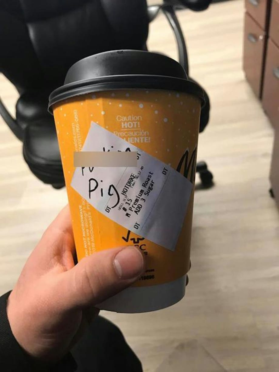 Kansas Officer Resigns After Fabricating McDonald's "Pig" Coffee Cup