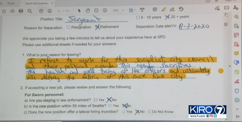 Departing Seattle Officers Slam Local Politicians, Mayor Says Police are "Valued"