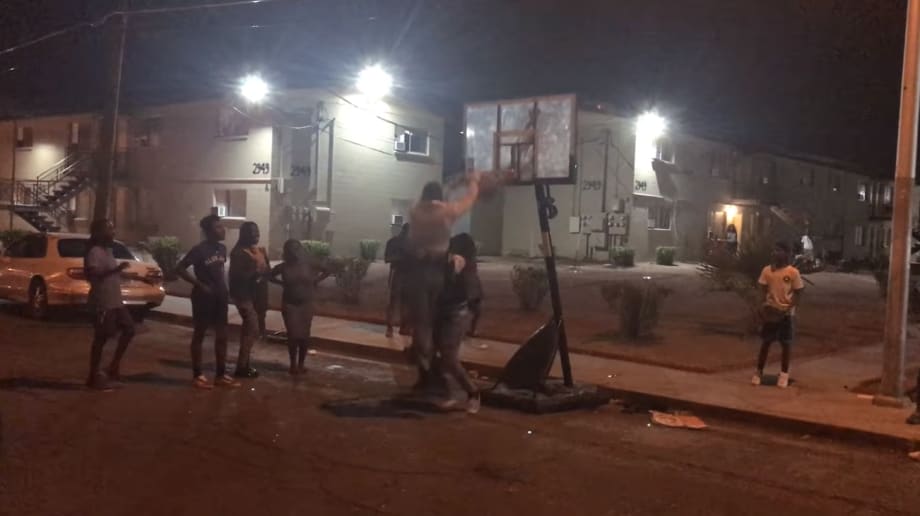 Video: Las Vegas Officer Gets Epic Slam Dunk on Street Basketball Court