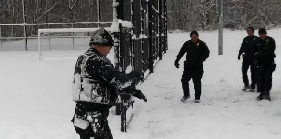Video: Washington Officers Face Off with Local Youth in Epic Snowball Fight