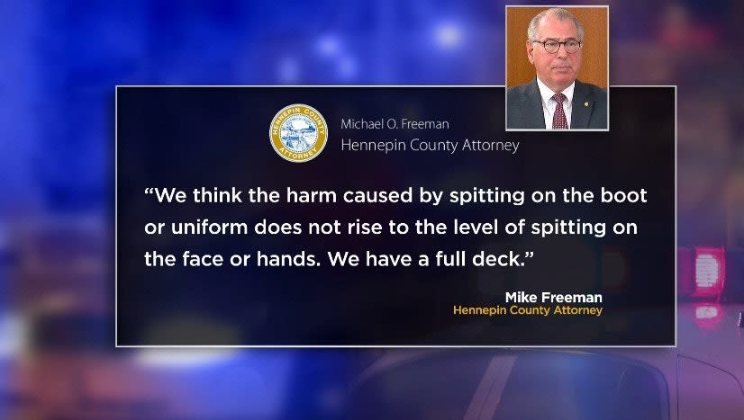 Minneapolis-Area DA Will Not Charge People for Spitting on Officer Unless They Hit Hands or Face