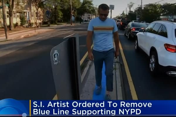 New York Artist Ordered to Remove Blue Line Painted on Roadway
