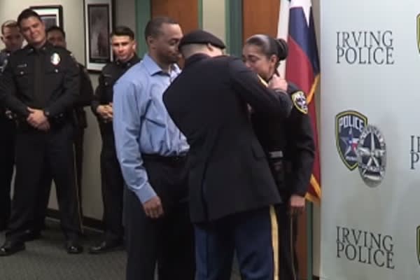 Video: Texas Officer Stunned at Arrival of Deployed Army Son at Swearing-In Ceremony