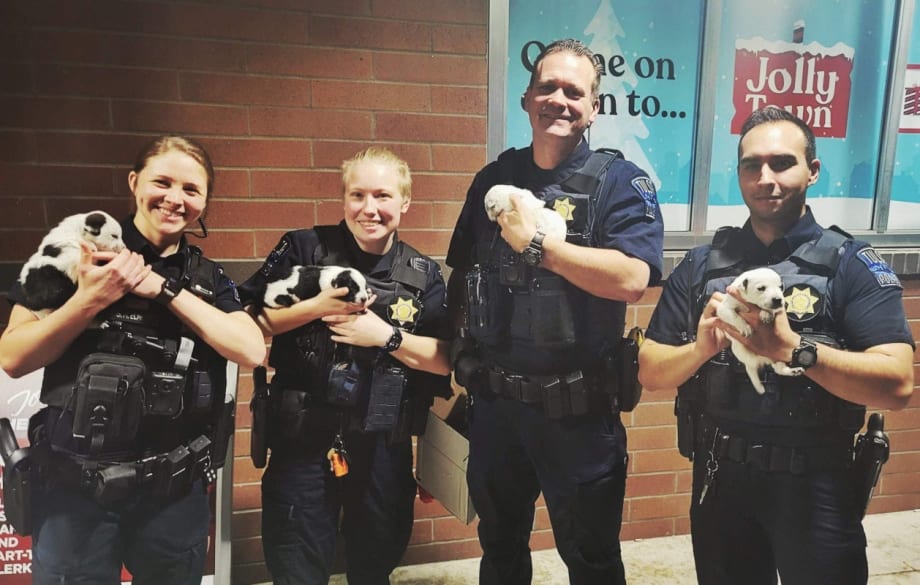 Tulsa Officers Adopt Puppies Abandoned at Convenience Store