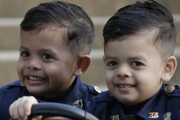 Twin 5-Year-Olds Dress as Police Officers and Visit Departments