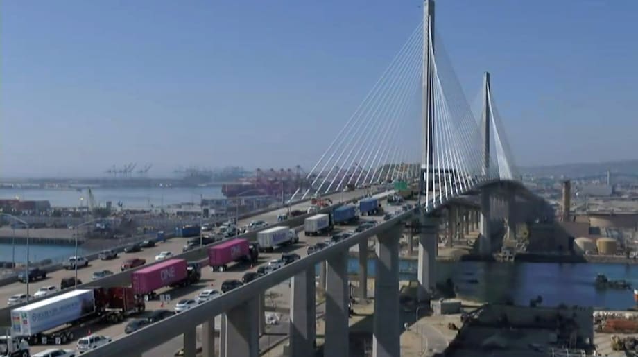Clean Truck Procession Opens New Port of Long Beach Bridge