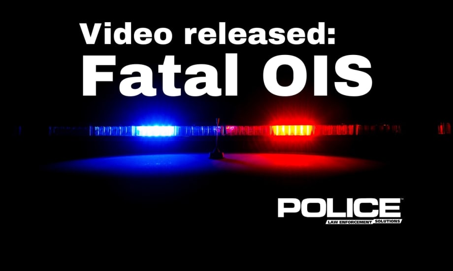 Police emergency light bar with 'Fatal OIS' video release announcement