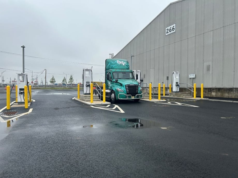Port of Newark EV truck charging station.