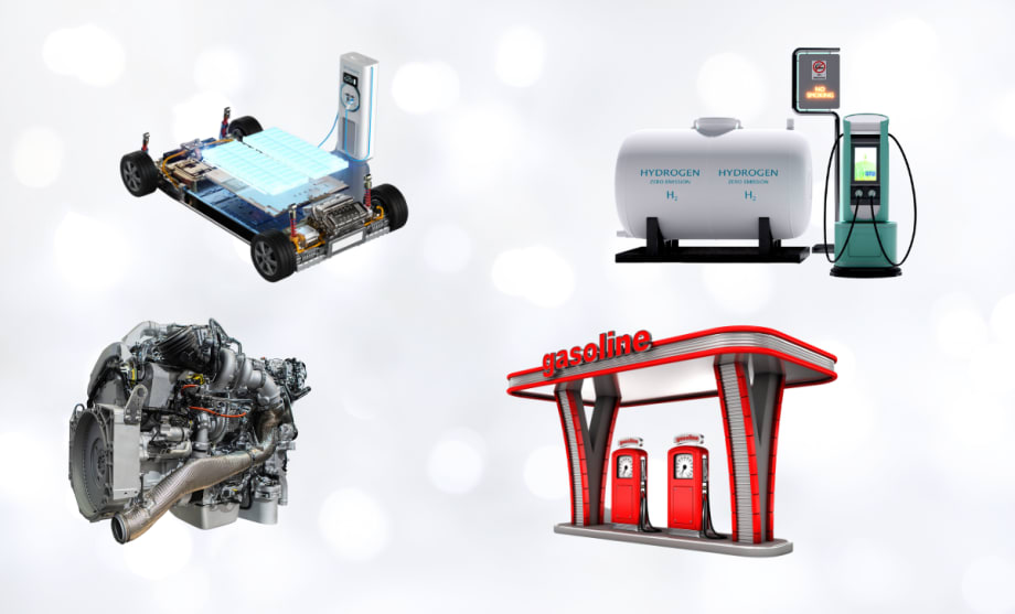Truck powertrains and fuel types shown.