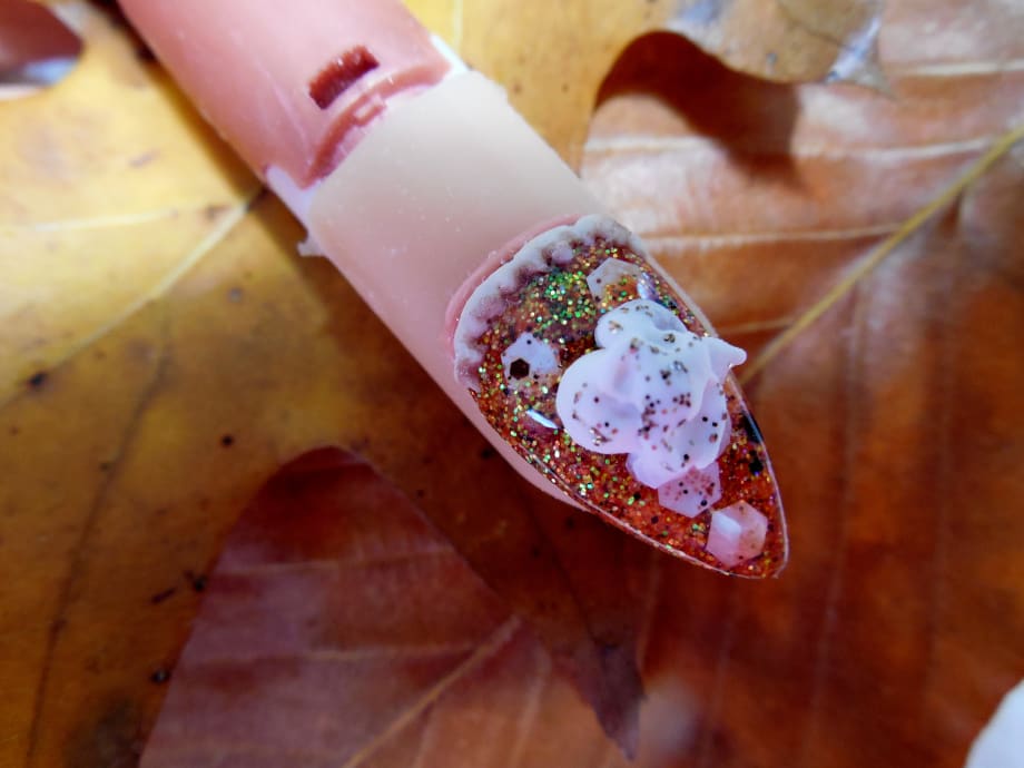 Acrylic Pumpkin Pie Nail Art