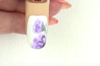 Gel II Water Color Purple Flower Nail art