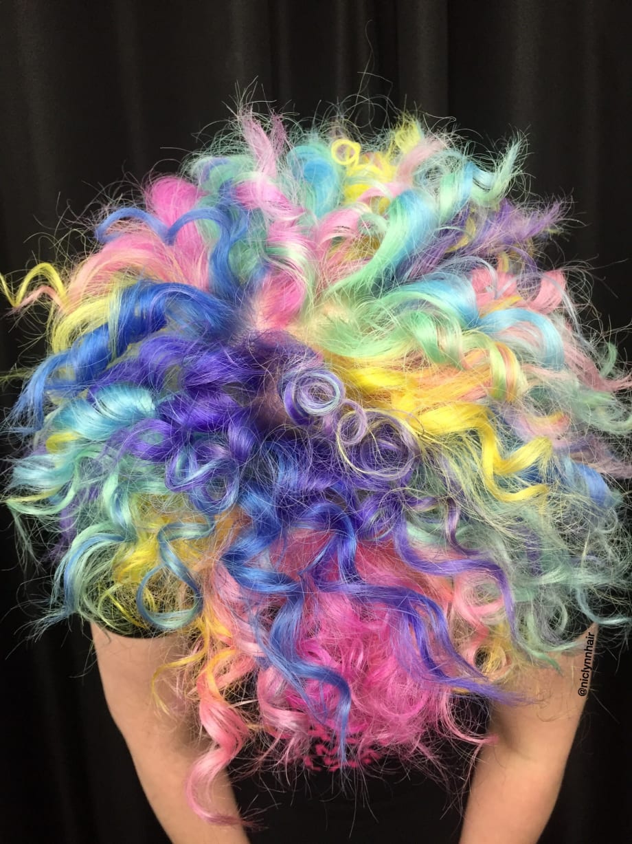 TRANSFORMATION: Rainbow Curls to Aurora Borealis Galaxy Hair Color