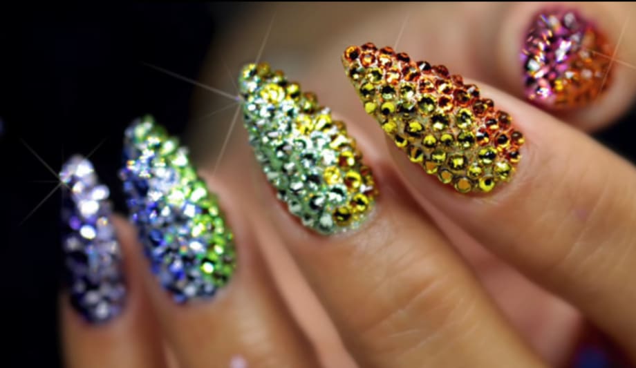 Swarovski Crystal Rainbow Gradient Nails