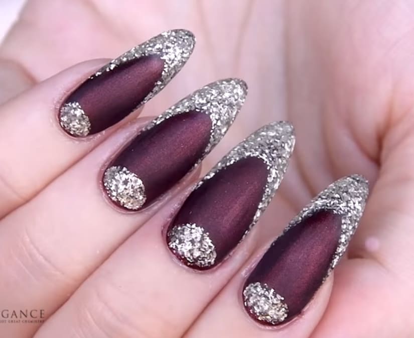 Red and Gold French Glam Gel Nails