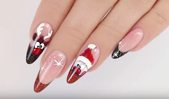 Santa and Reindeer Nail Patterns