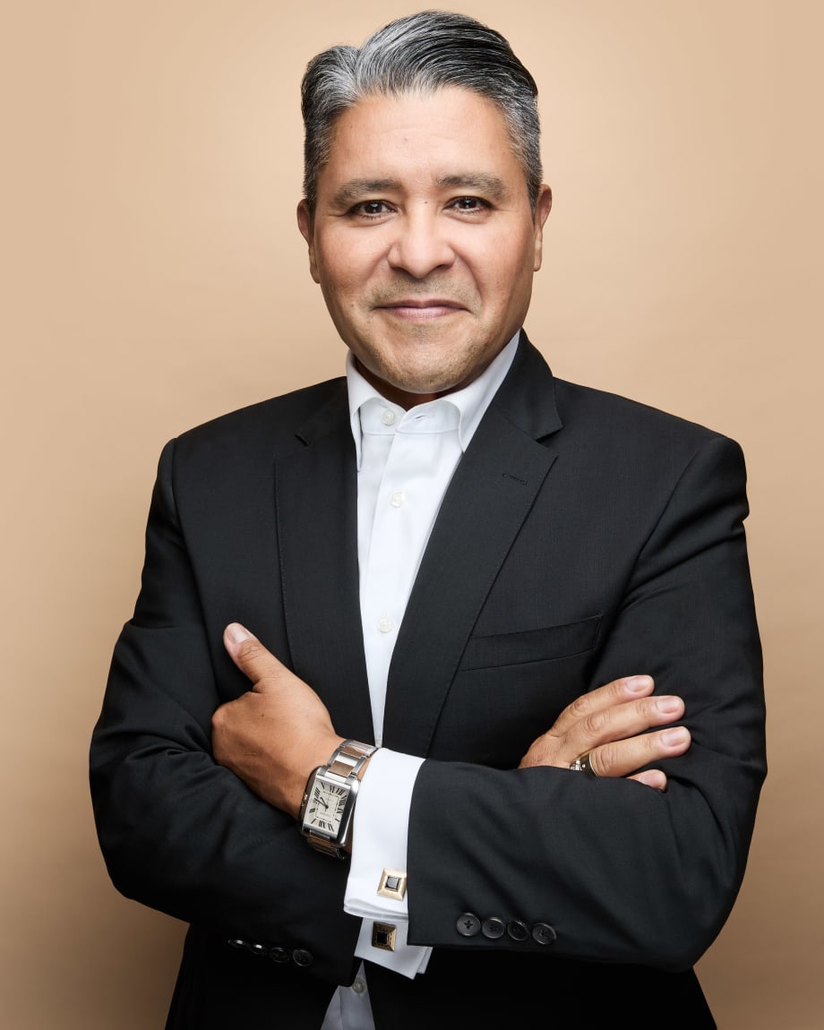 A smiling man.