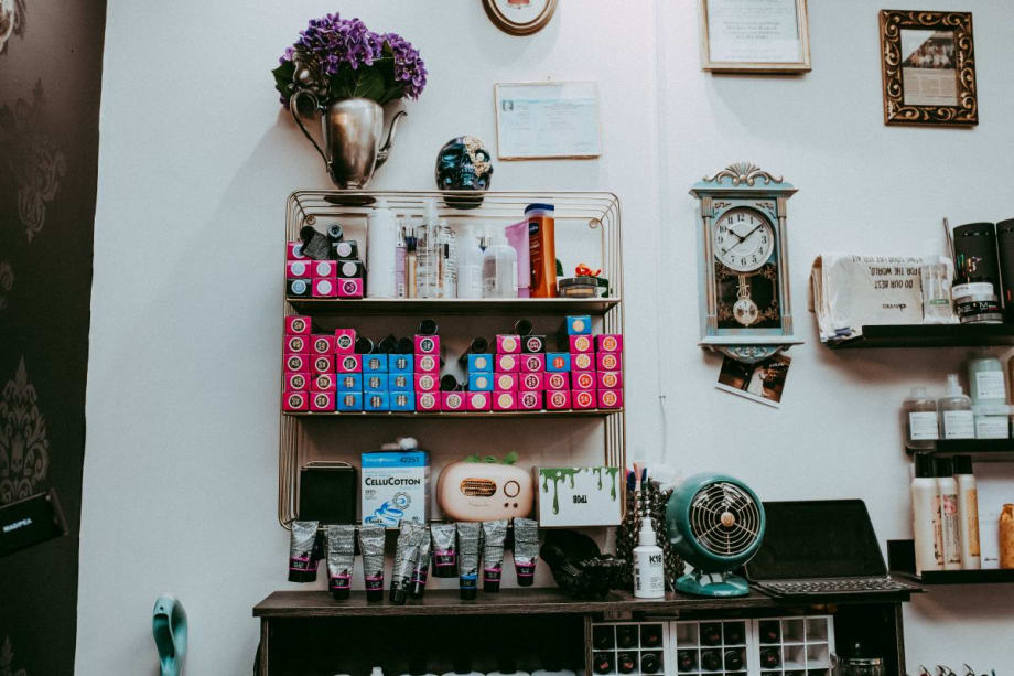 The color bar at a hair salon.