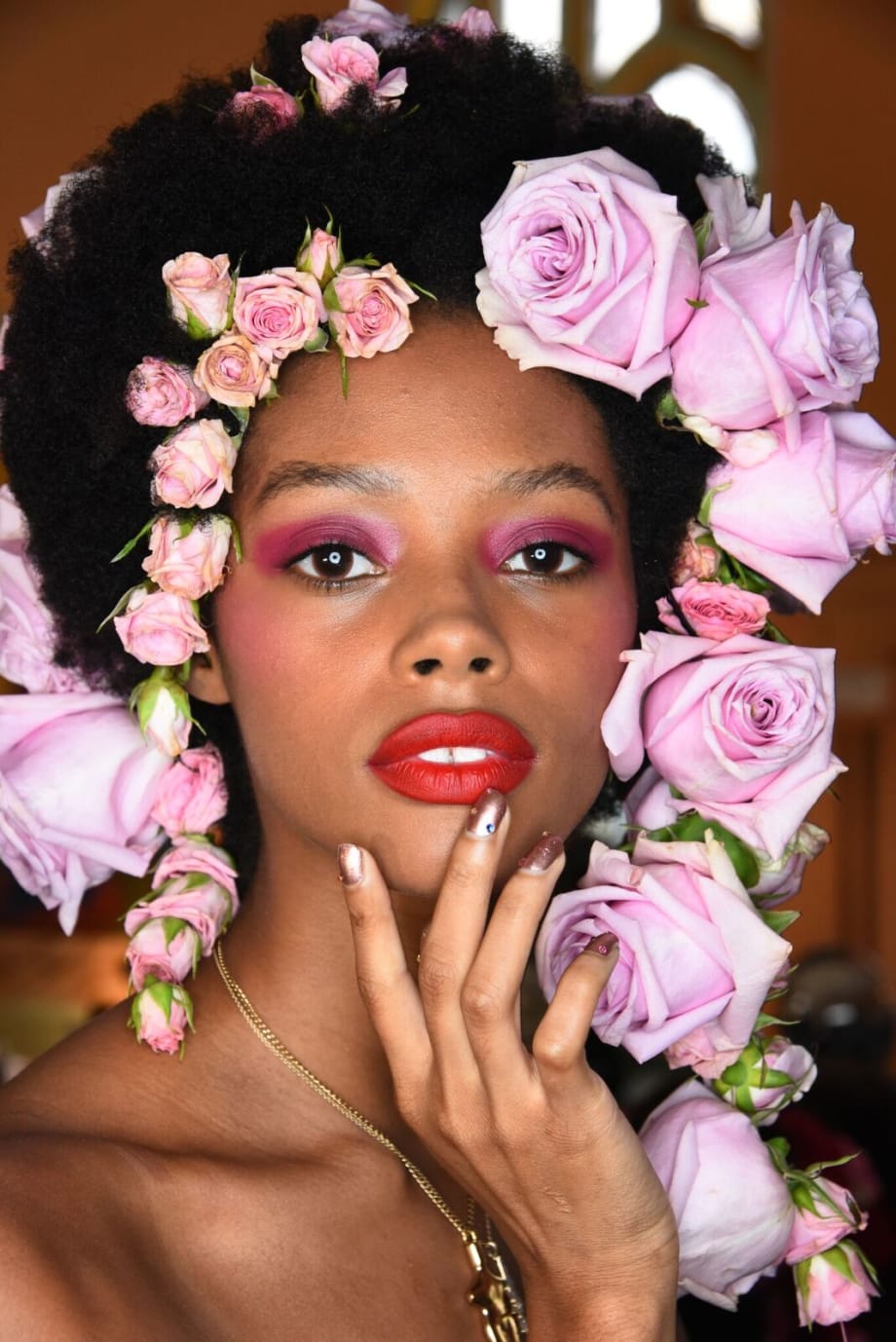 NYFW: Art Deco Metallic Manicures with Crystal Appliqués by Morgan Taylor at Rodarte SS '19