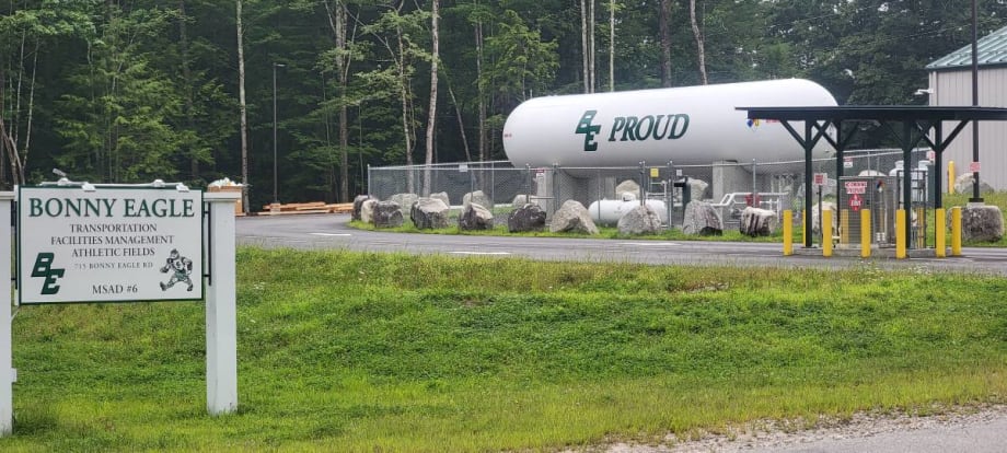 The propane fueling tank at Bonny Eagle School District.