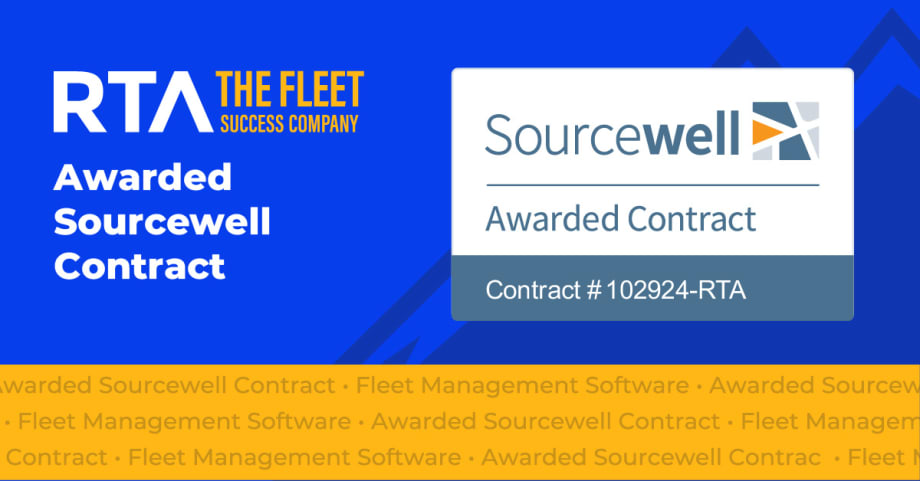 Logos of Sourcewell and RTA, highlighting their renewed partnership to provide streamlined fleet management solutions for public and educational agencies.