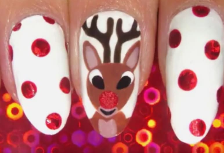 Easy Rudolph Holiday Nail Art Tutorial