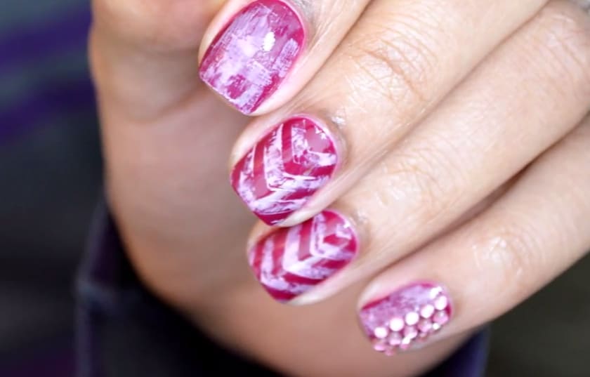 Rustic Chevron Nails Using a Dry Brush