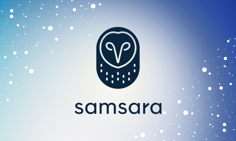 Samsara logo graphic promoting the company’s new AI-powered Public Sector Suite for infrastructure, waste management, and student transportation operations.