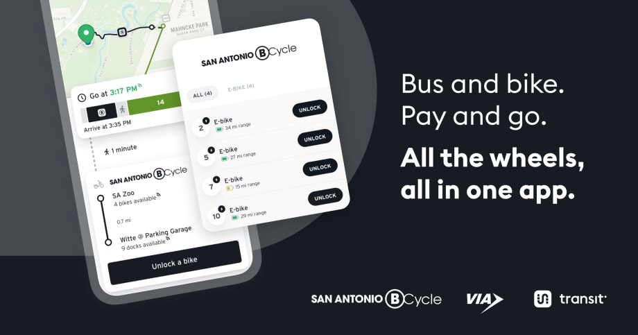 San Antonio's VIA Unveils Fully Integrated Bikeshare, Transit Payments
