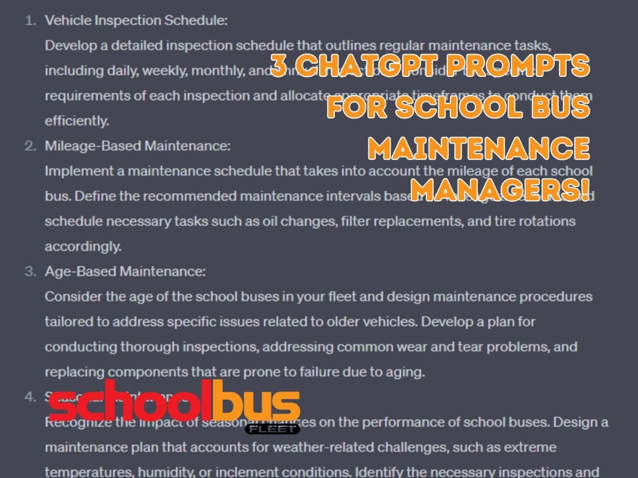 3 ChatGPT Prompts for Efficient School Bus Maintenance
