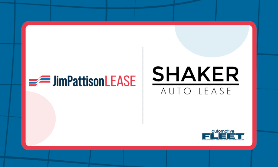 A blue, red, and white graphic with logos for Jim Pattison Lease and Shaker Auto Lease.